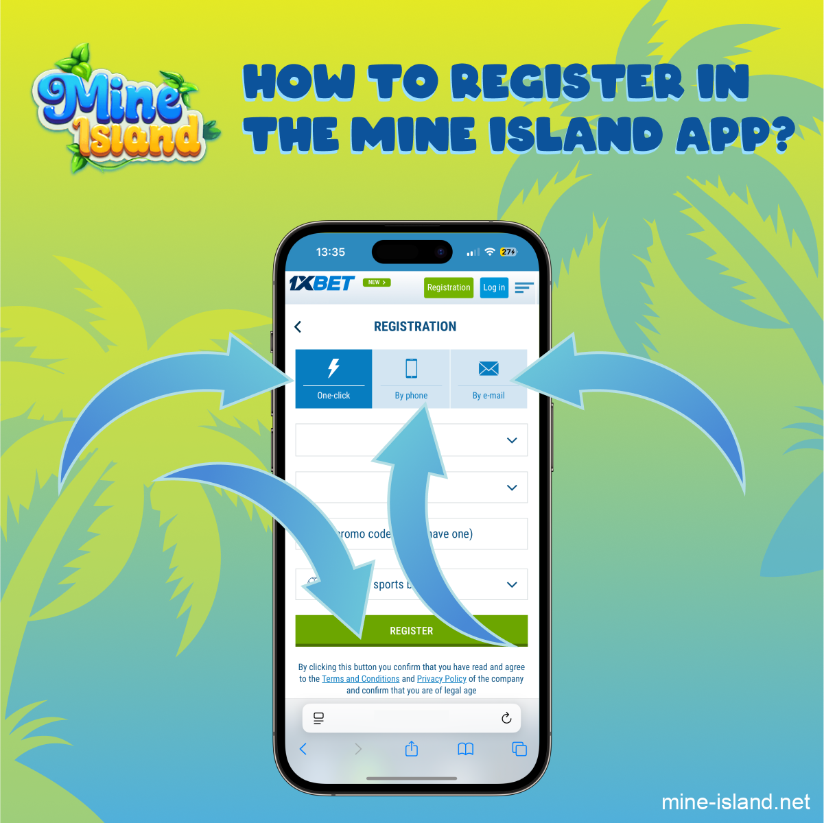 Mine app registration steps